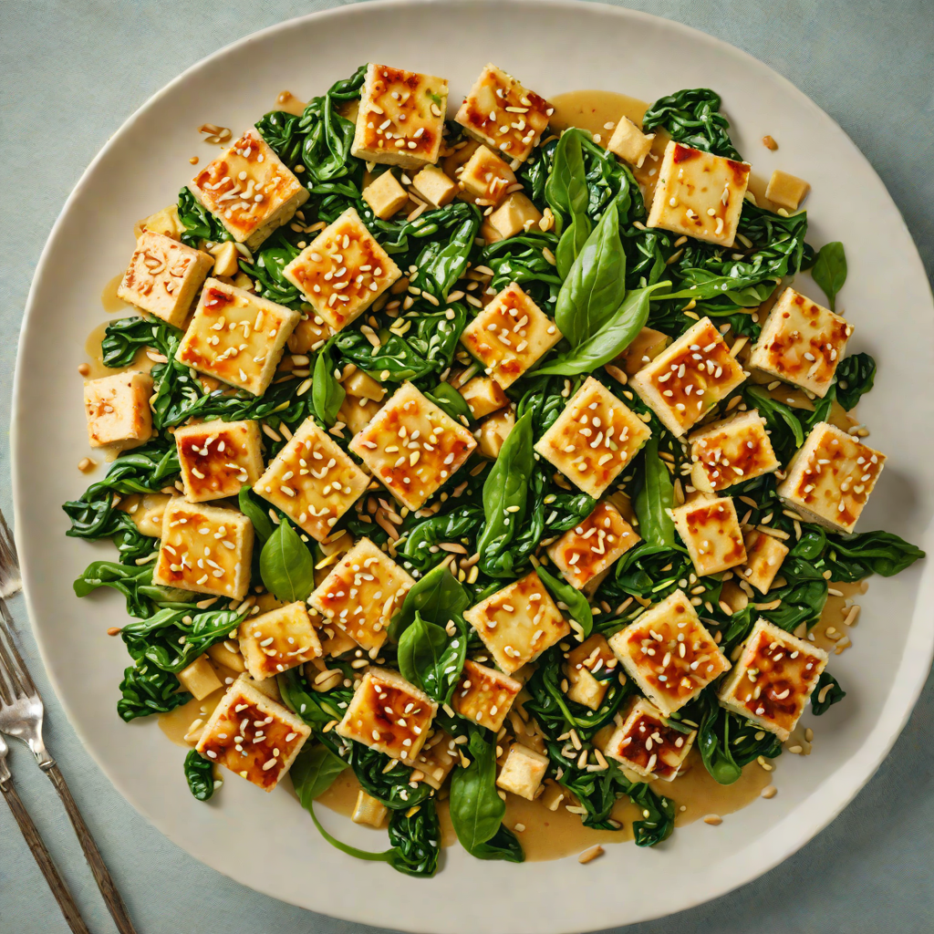 Stir-Fried Tofu and Spinach with Garlic and Sesame