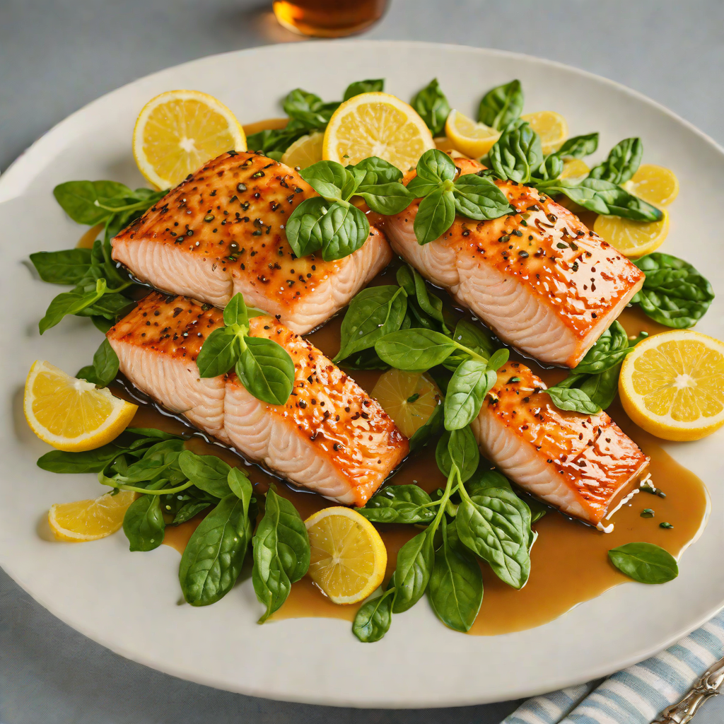 Baked Citrus-Honey Glazed Salmon with Baby Spinach