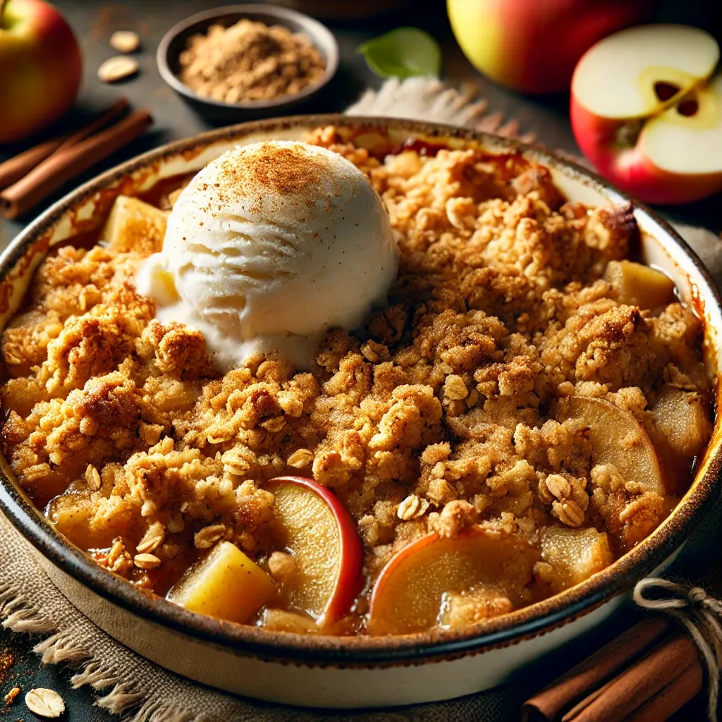 Oven-Roasted Apple Crumble with Cinnamon and Walnuts