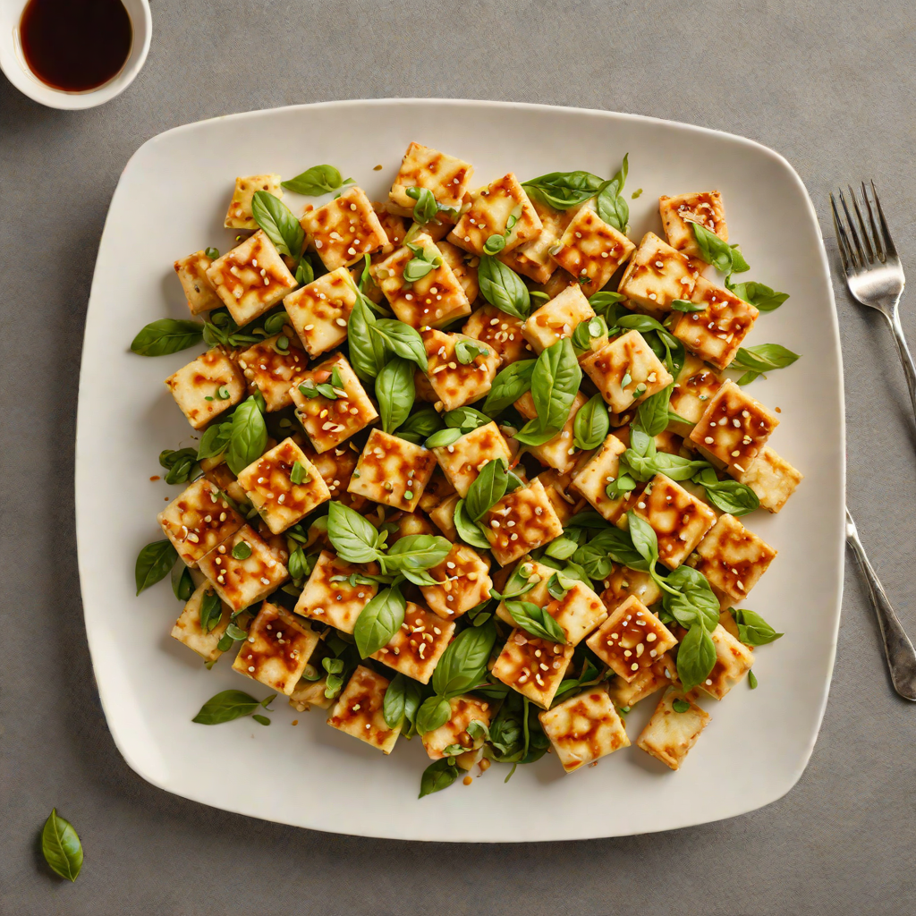 Quick Stir-Fried Tofu with Garlic and Basil