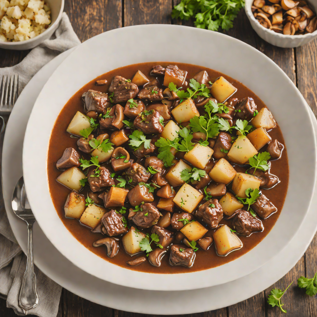 Slow-Cooked Beef Stew with Turnips and Mushrooms