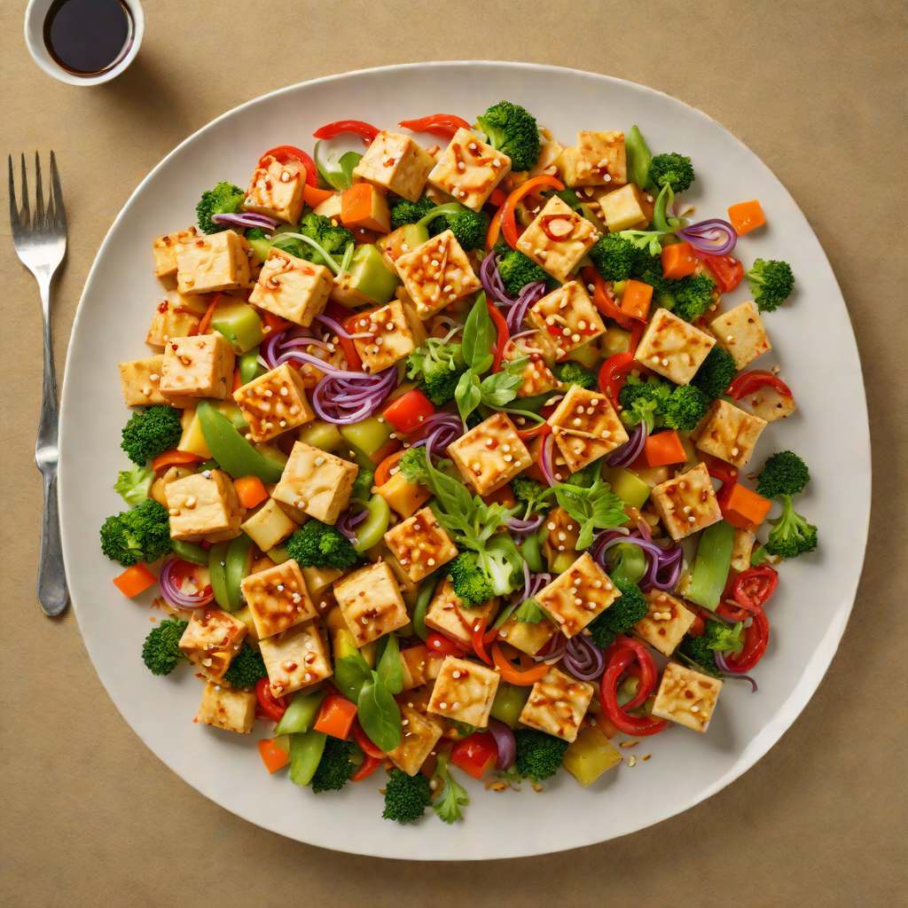 Stir-Fried Tofu and Vegetables in Garlic Ginger Sauce