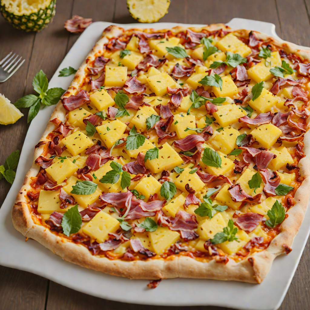 Sheet Pan Hawaiian Pizza with Pineapple and Bacon