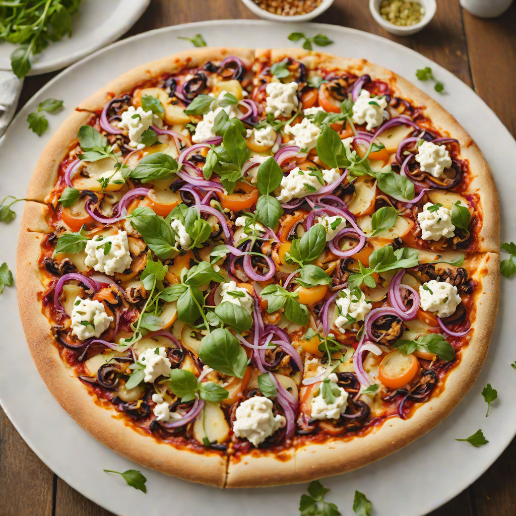 Thin-Crust Vegetable and Goat Cheese Pizza with Caramelized Onions