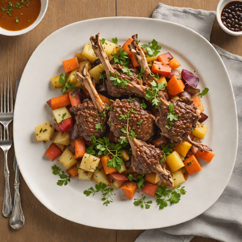 Bush Tomato Braised Lamb Shanks with Root Vegetables