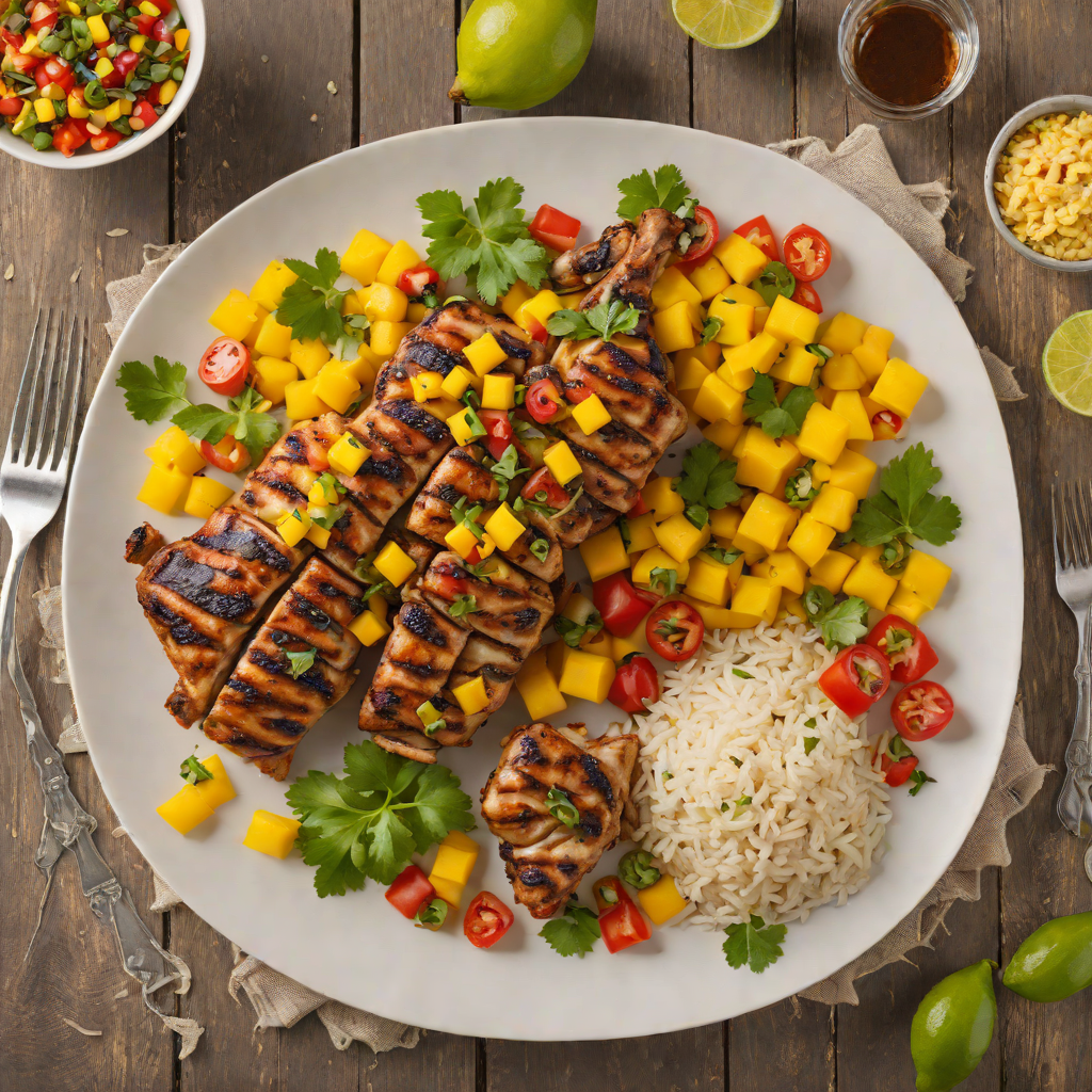Half-Spiced Caribbean Jerk Chicken with Mango Salsa