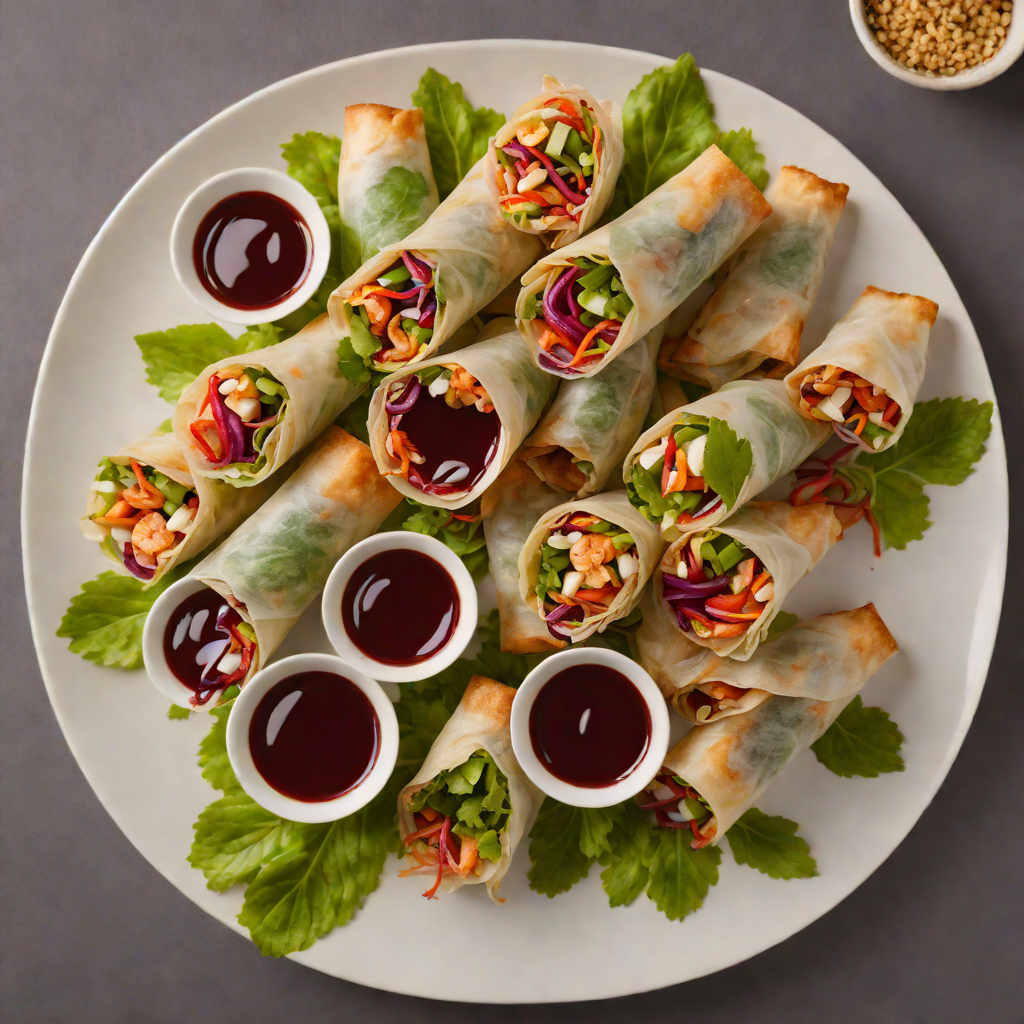 Beet and Shrimp Spring Rolls with Hoisin-Peanut Dipping Sauce