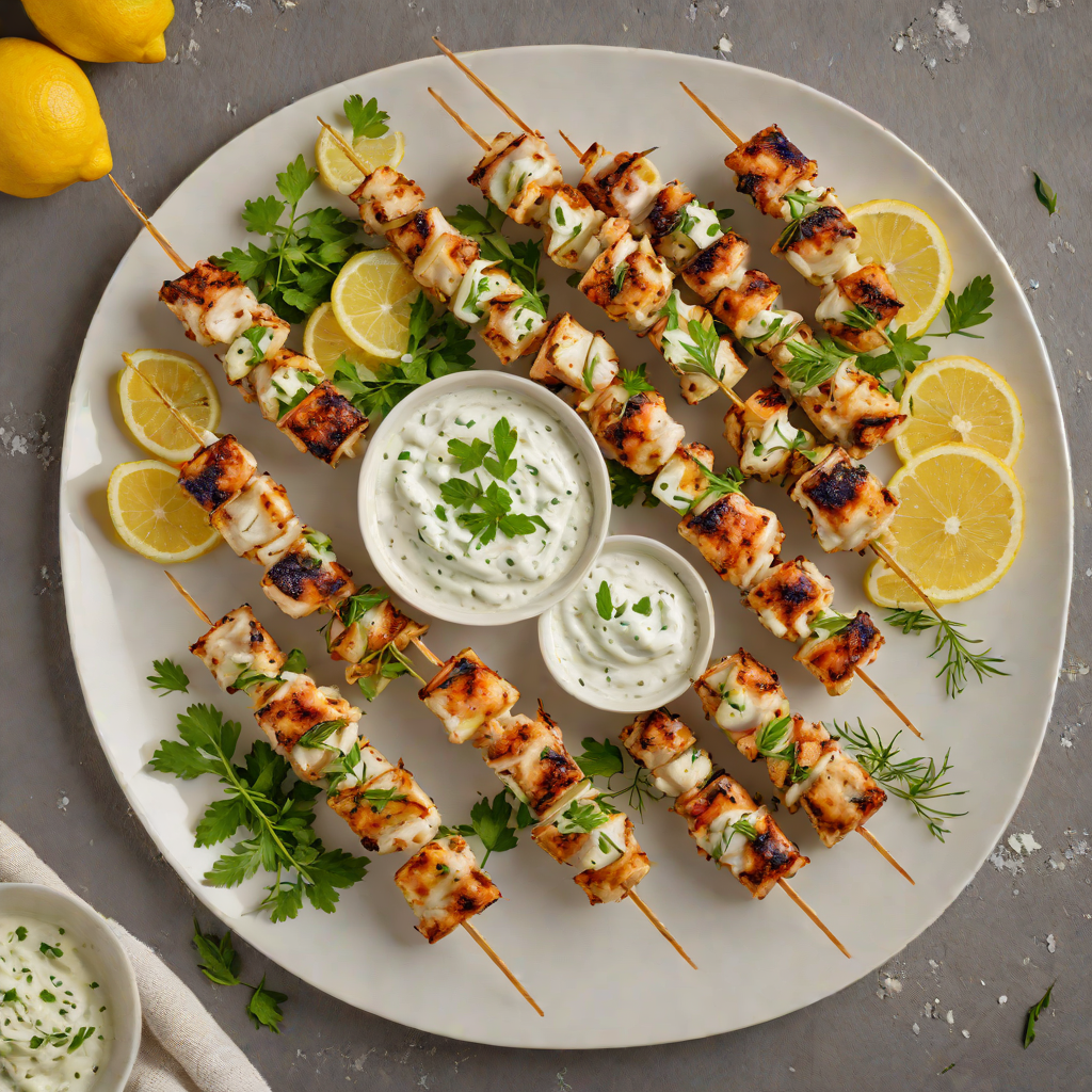 Grilled Lemon-Dill Chicken Skewers with Tzatziki Sauce
