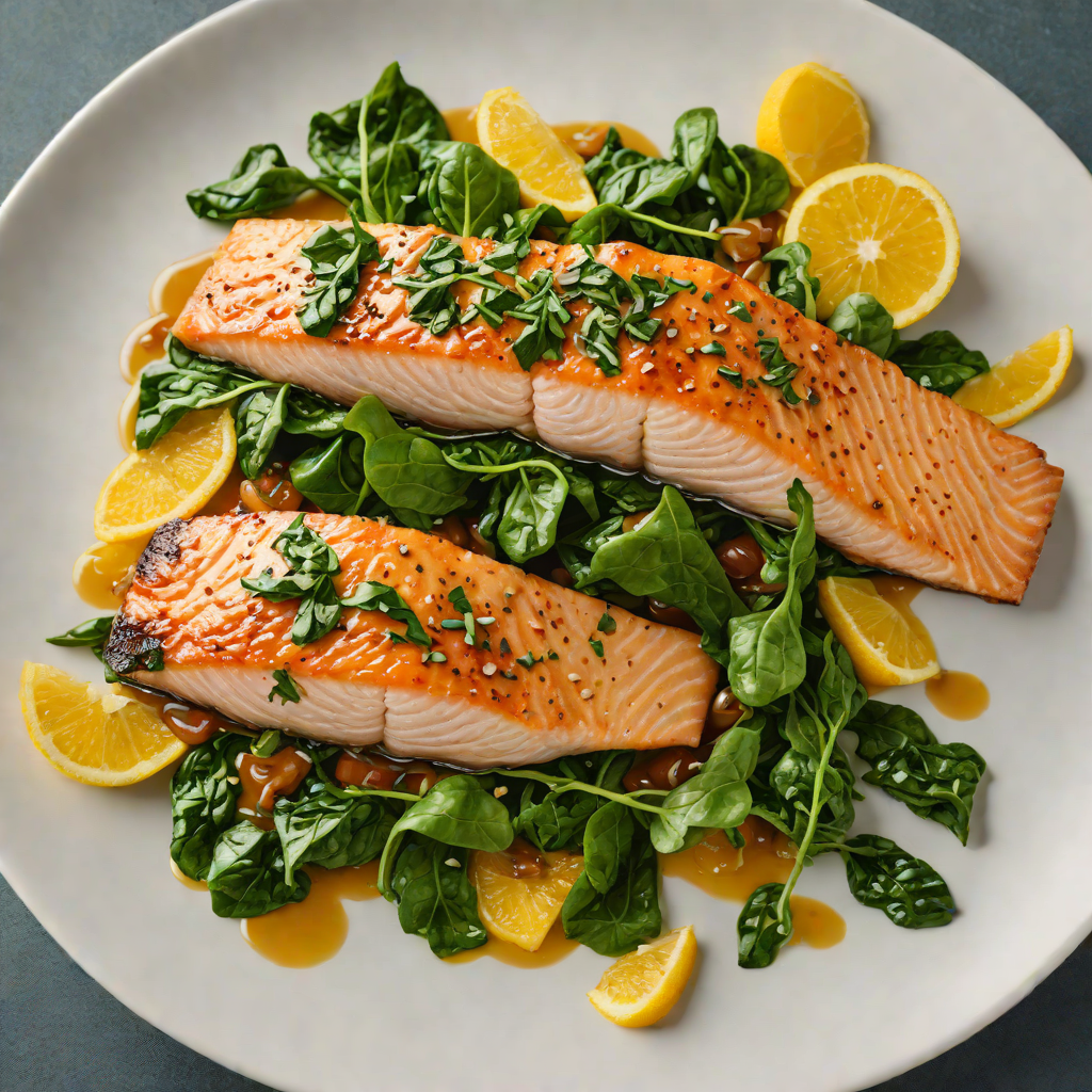 Pan-Fried Salmon with Citrus Soy Glaze and Wilted Spinach