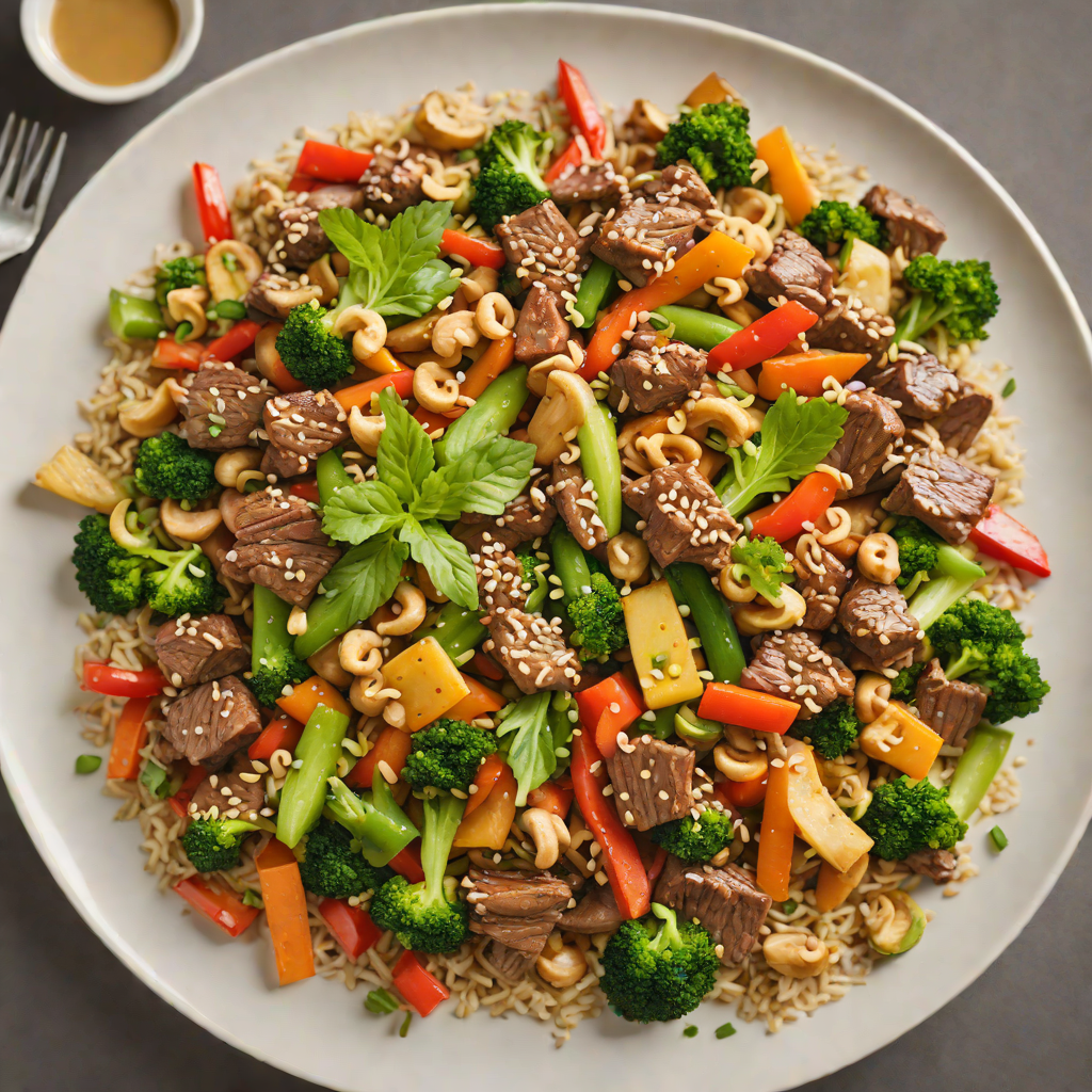 Beef and Vegetable Stir-Fry with Cashew Ginger Sauce