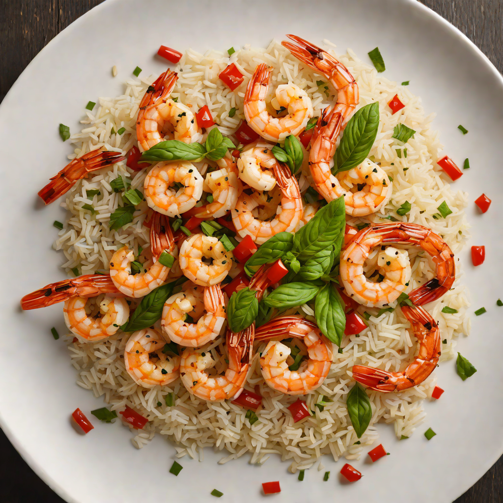 Sautéed Garlic Shrimp with Chili and Basil over Jasmine Rice