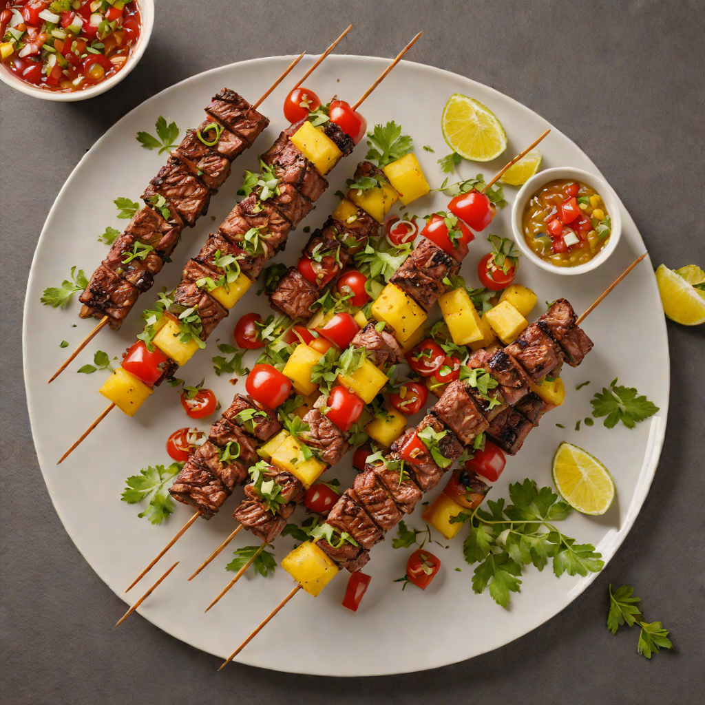 Bourbon-Glazed Beef Skewers with Charred Pineapple Salsa