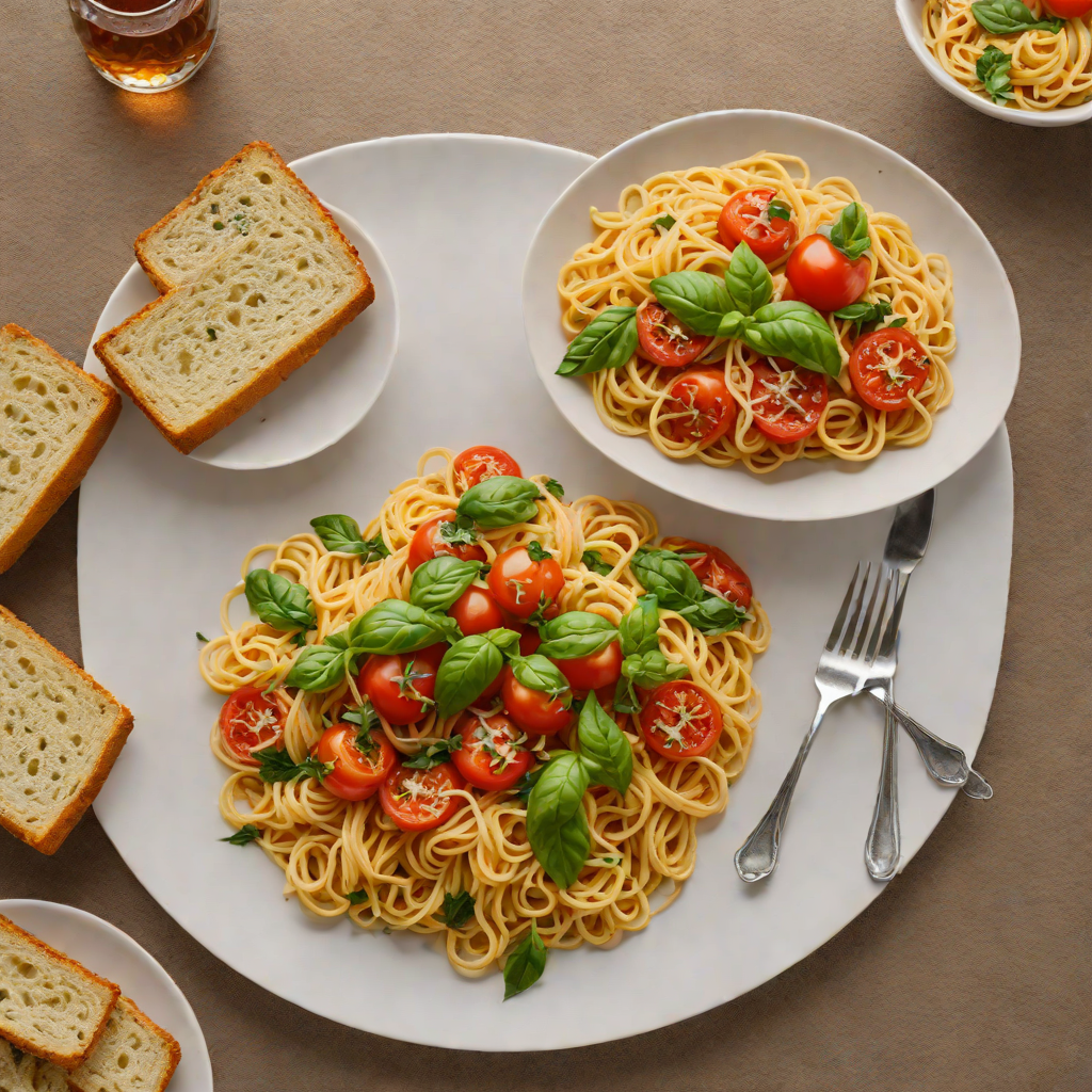 Vodka-Infused Tomato Basil Pasta with Garlic Bread