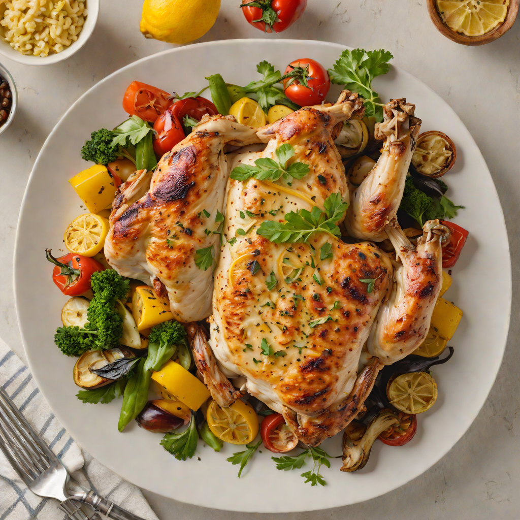 Skillet-Roasted Lemon Garlic Chicken with Roasted Vegetables
