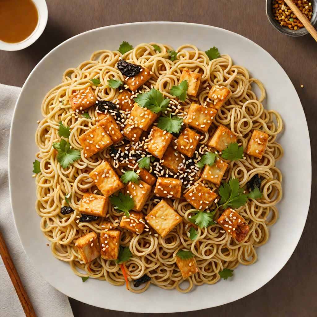 Stir-Fried Udon Noodles with Sesame-Ginger Tofu