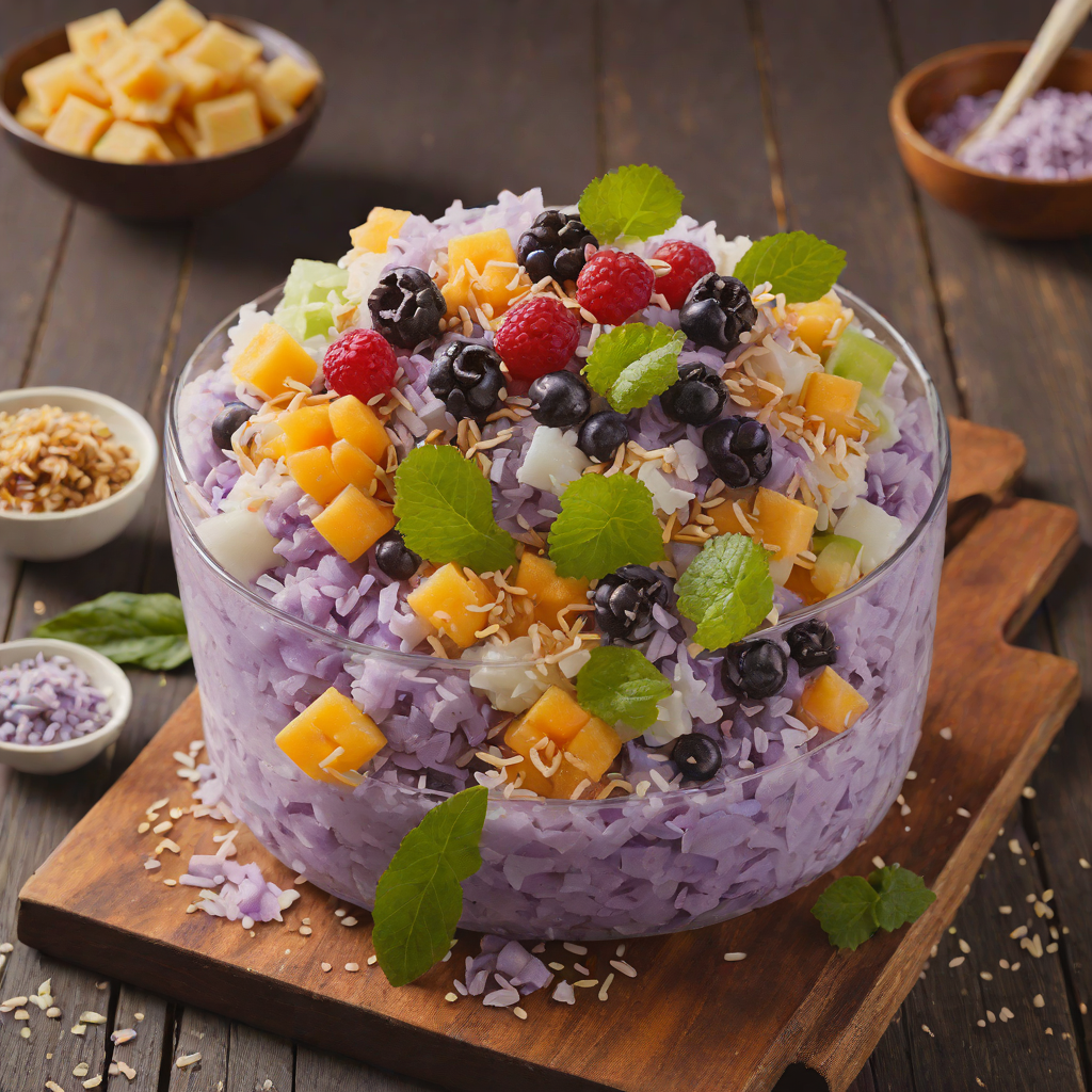 Halo-Halo Filipino Shaved Ice Dessert with Ube and Sweet Beans