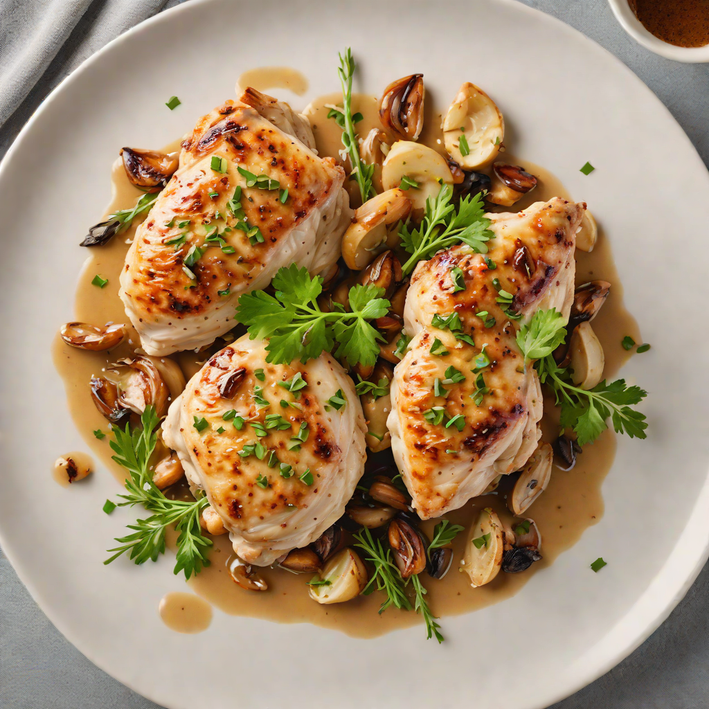 Pan-Seared Chicken with Roasted Garlic and Shallot Sauce