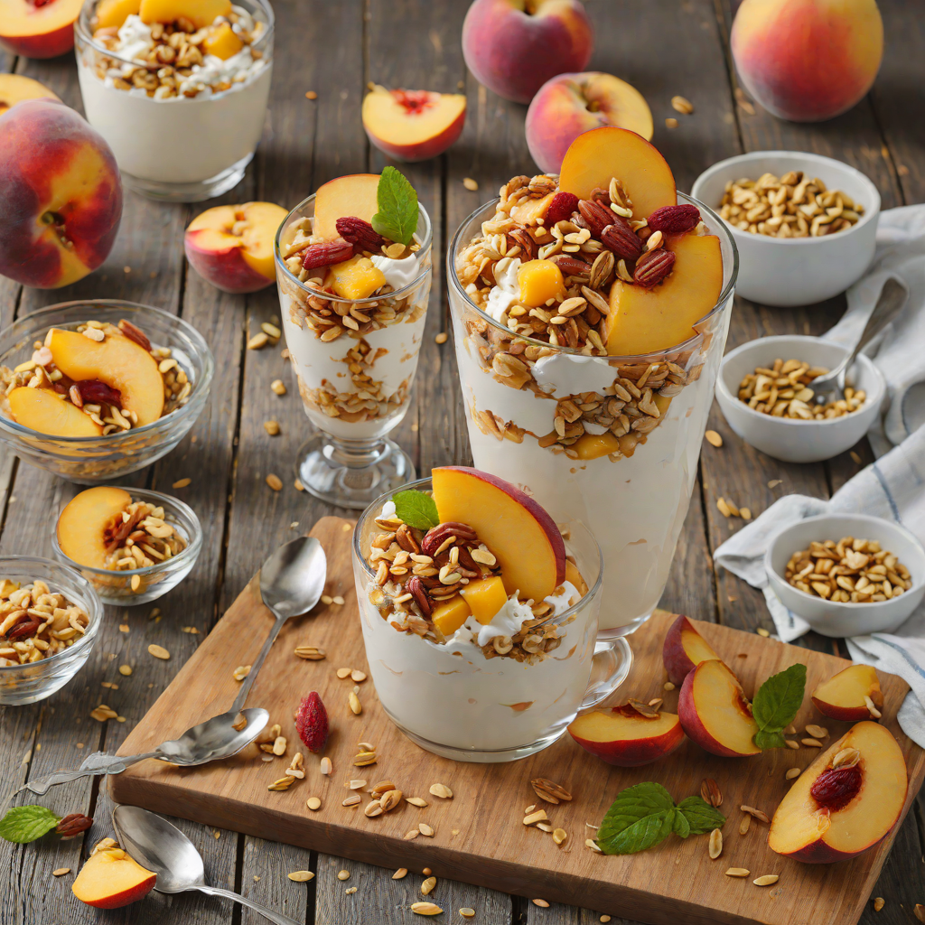 No-Bake Peach Yogurt Parfait with Honey Almond Crunch