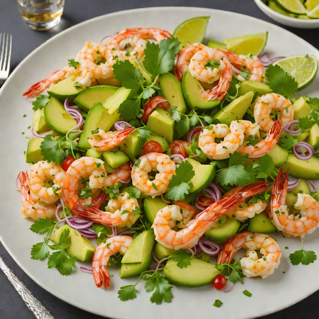 Sautéed Shrimp with Avocado and Cilantro Lime Salad