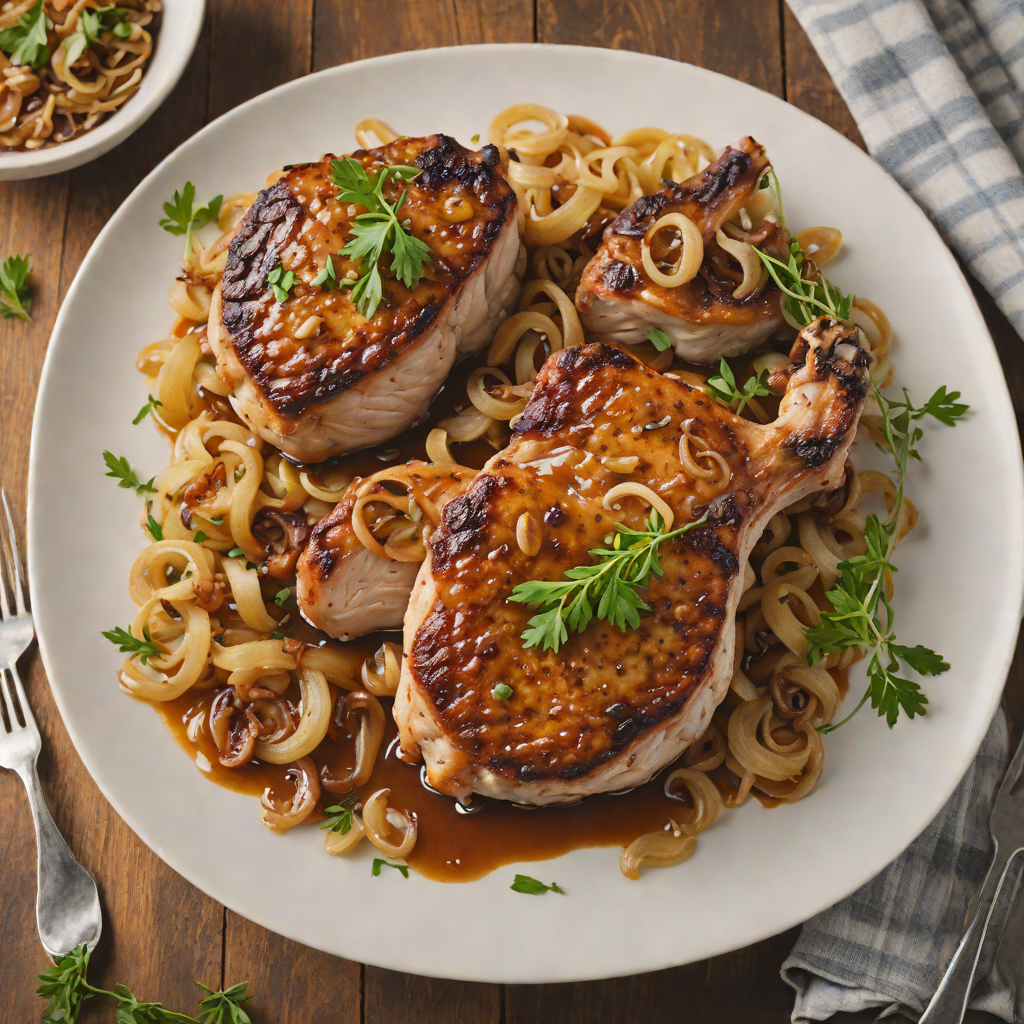 Cast Iron Pan-Seared Pork Chops with Caramelized Onions