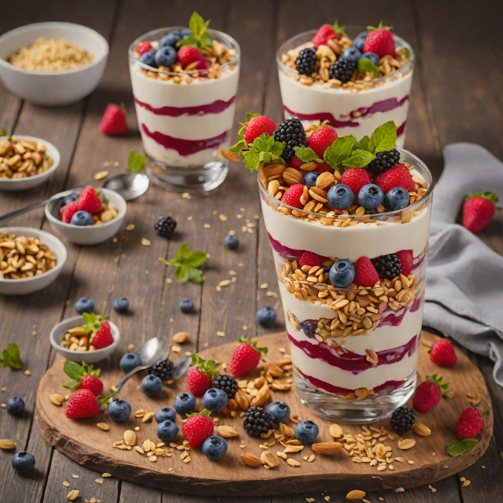 No-Bake Berry Cream Parfait with Honey Almond Crunch