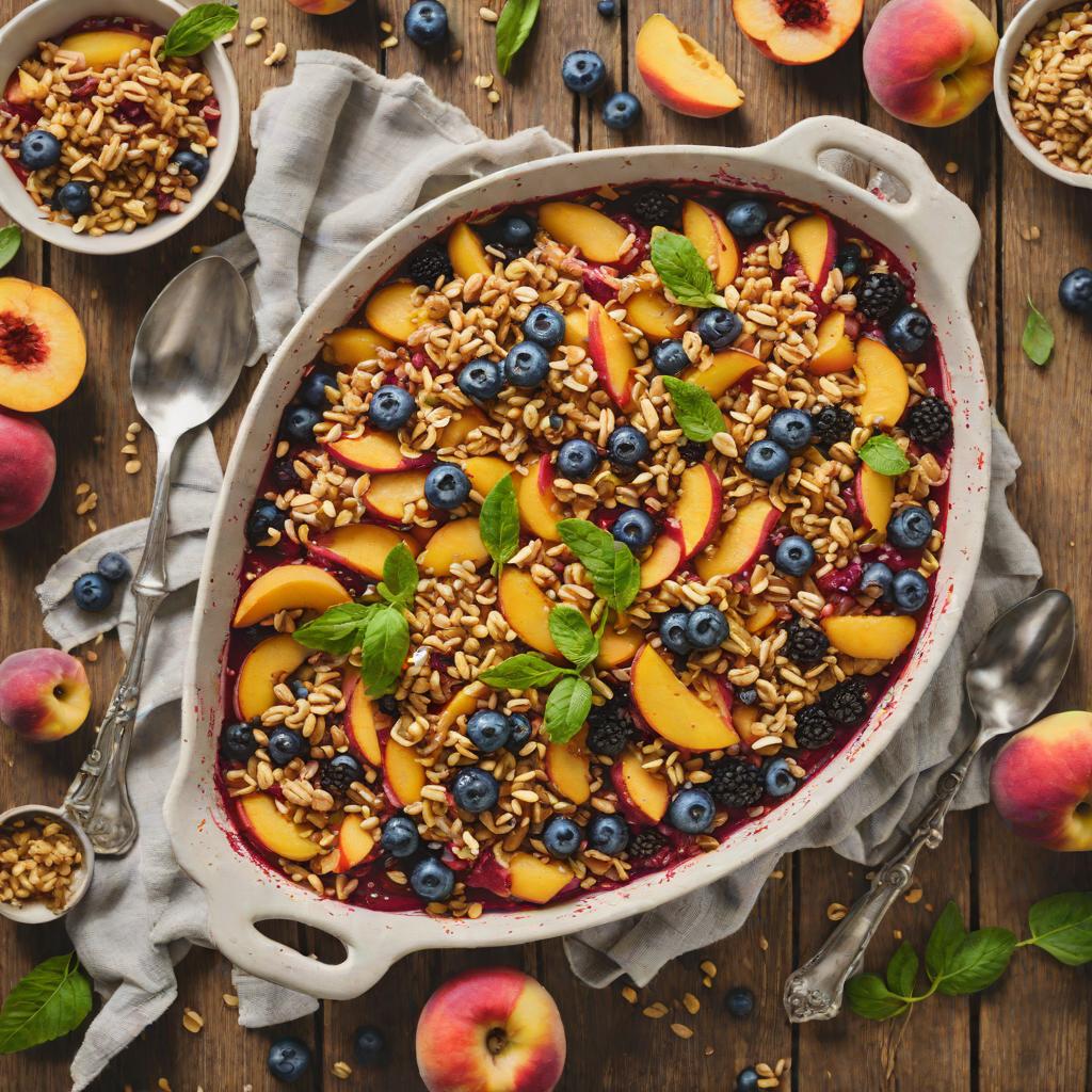 Summer Peach and Blueberry Crisp with Oat Topping