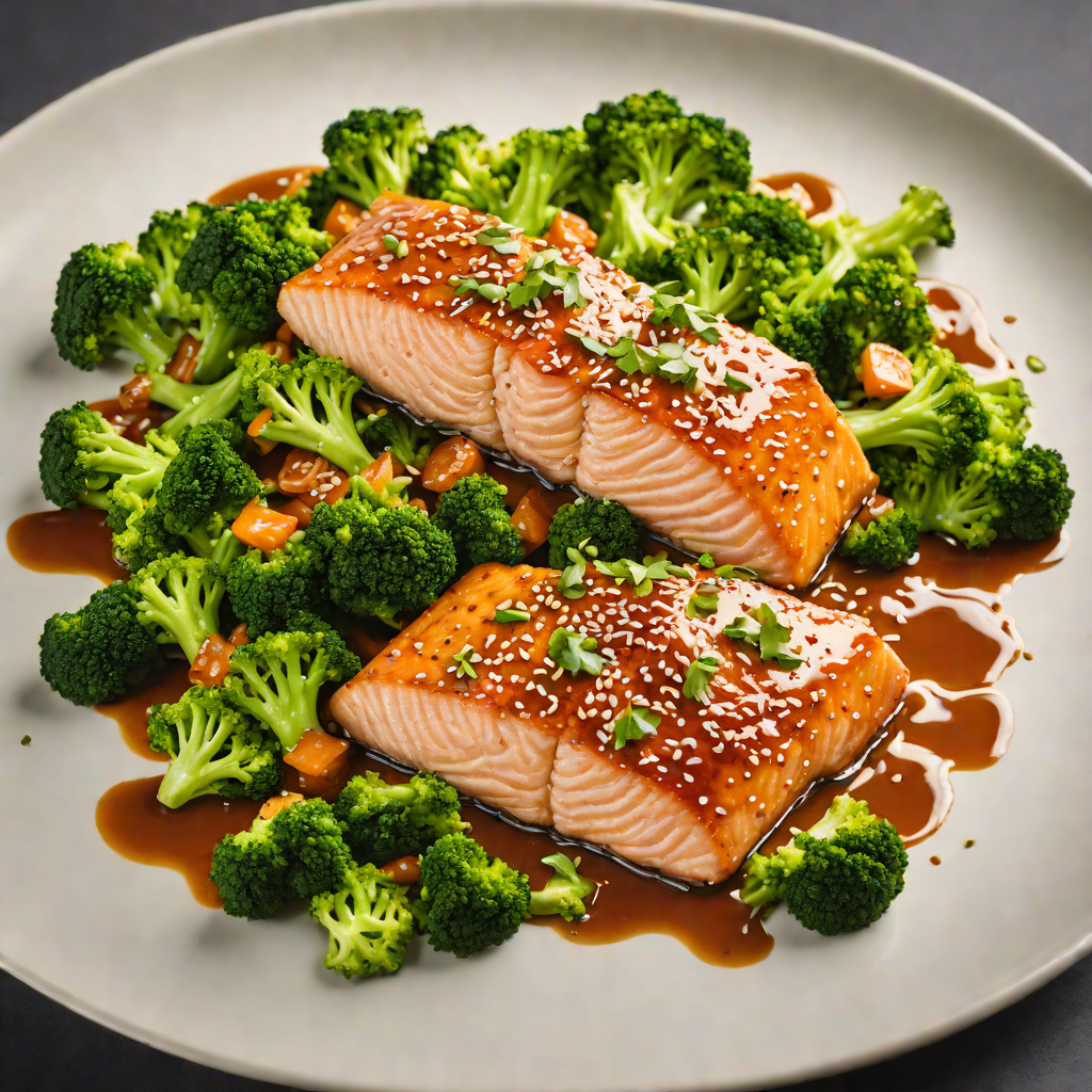Sesame-Ginger Glazed Salmon with Stir-Fried Broccoli