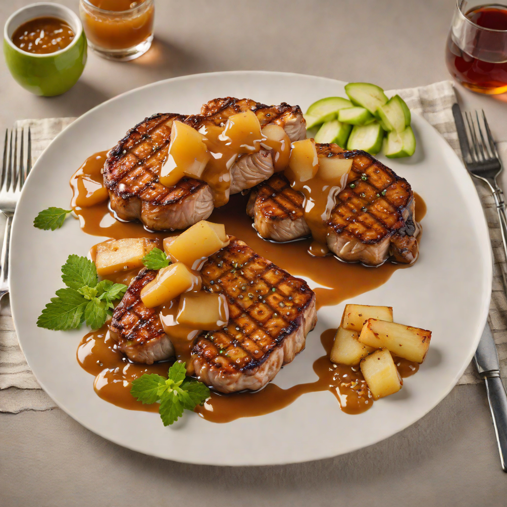 Whiskey-Glazed Grilled Pork Chops with Apple Compote
