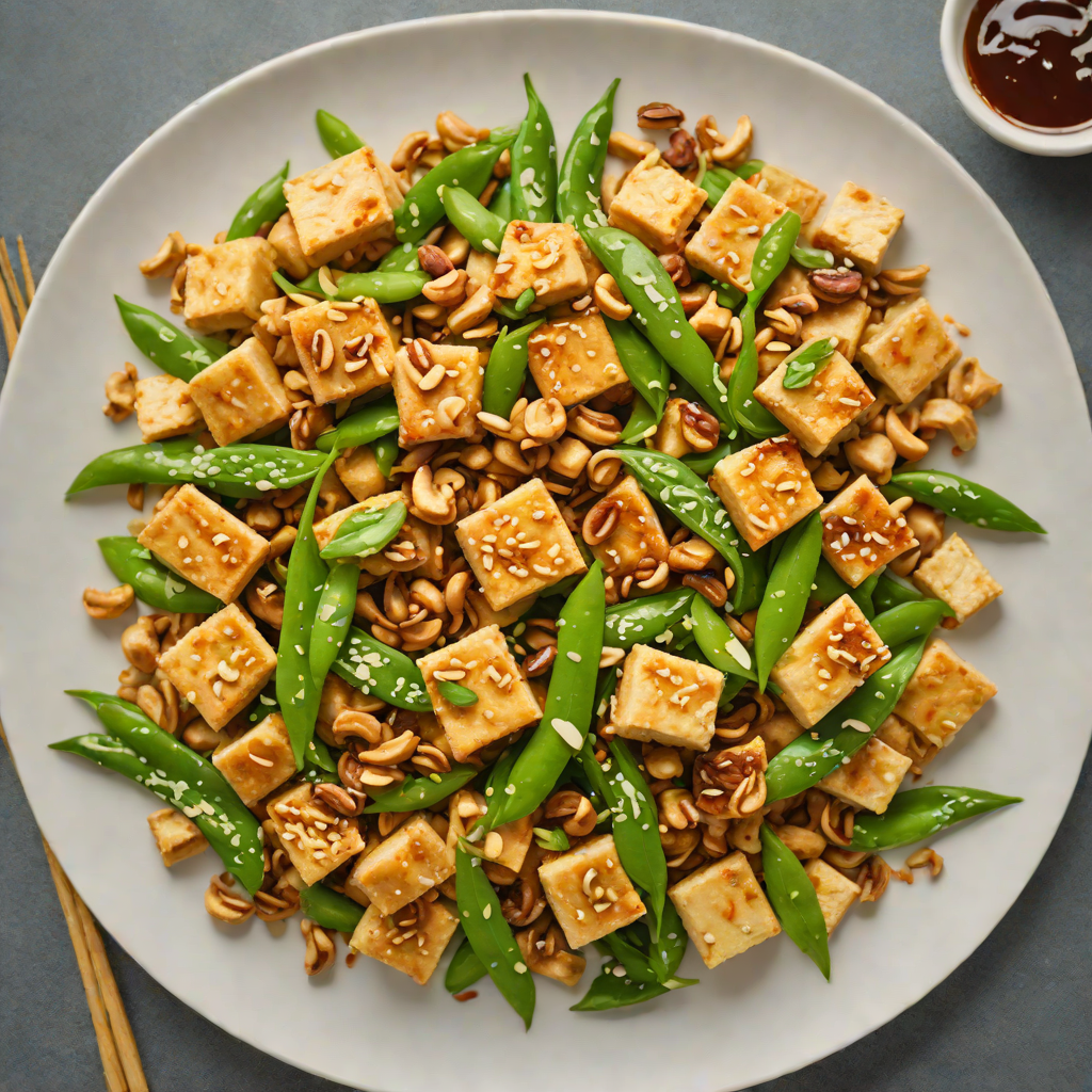 Stir-Fried Tofu with Cashews and Snow Peas