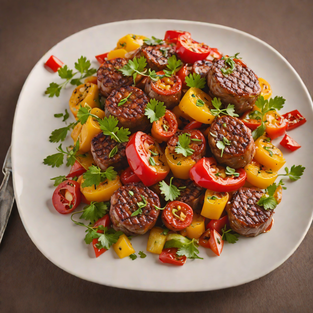 Pan-Roasted Chouriço with Onion and Bell Pepper
