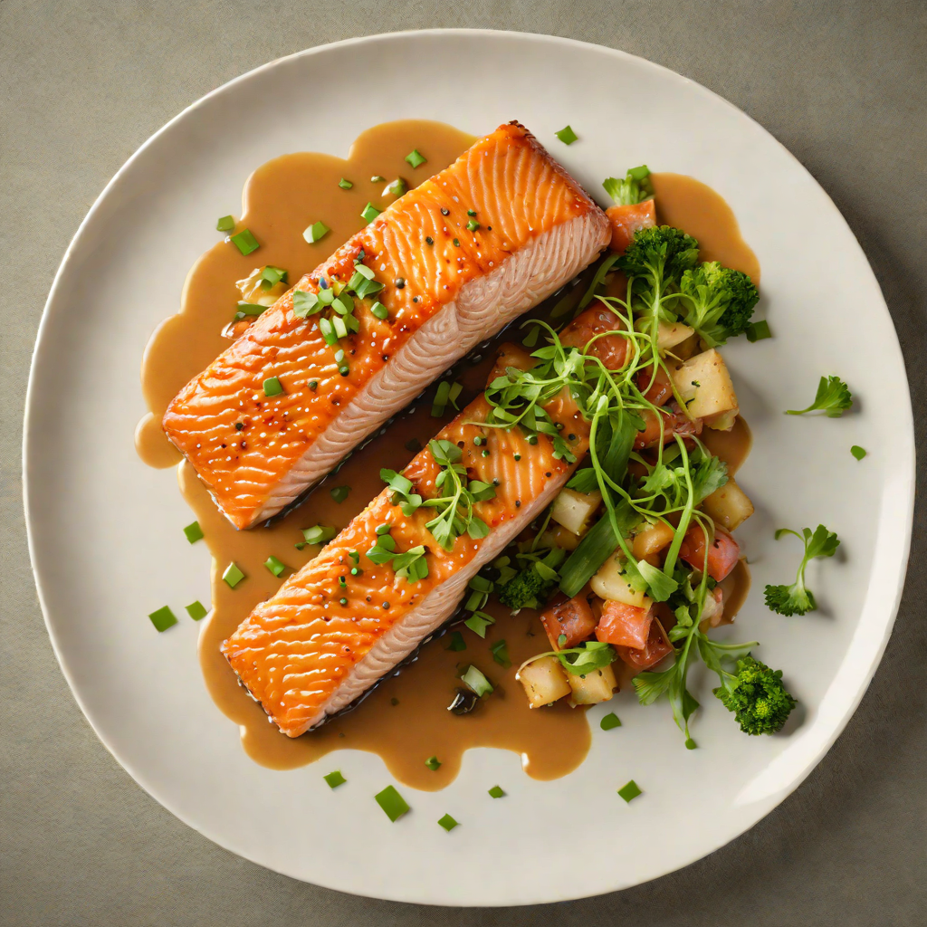 Pan-Fried Salmon with Miso-Glazed Scallion Sauce