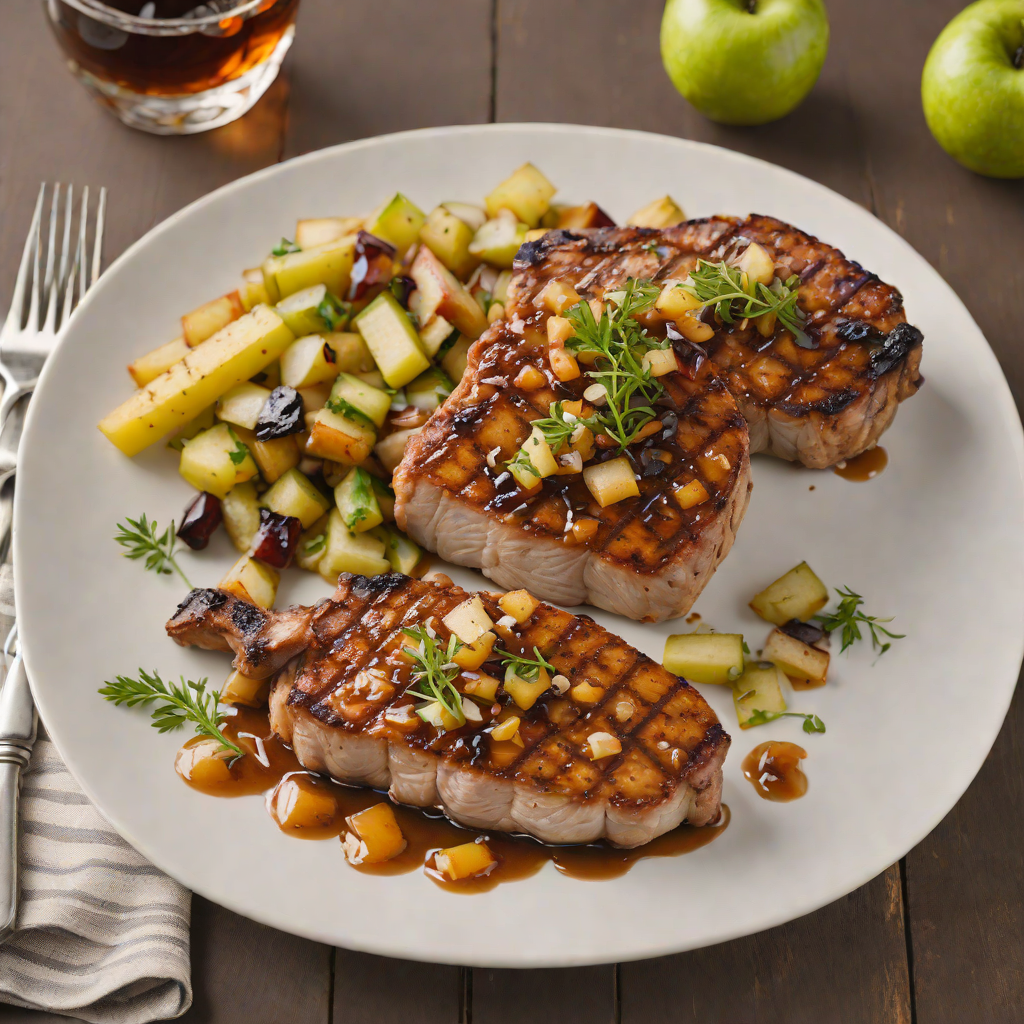 Whiskey-Glazed Grilled Pork Chops with Apple-Onion Relish