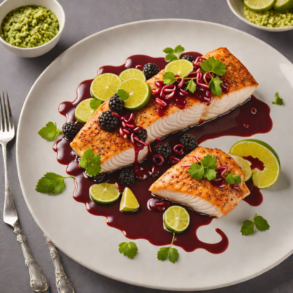 Pan-Seared Fish with Açaí-Infused Sauce and Lime