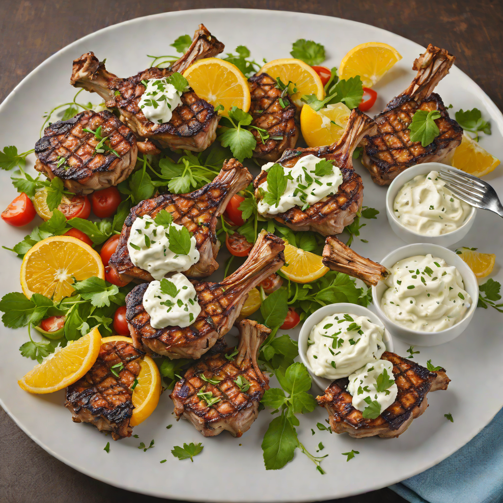 Grilled Citrus-Rubbed Lamb Chops with Tzatziki and Herb Salad