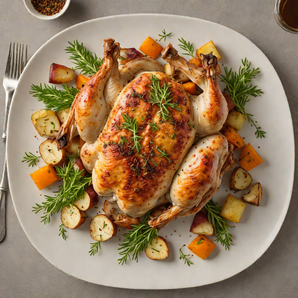 Mountain Herb-Crusted Roast Chicken with Root Vegetables