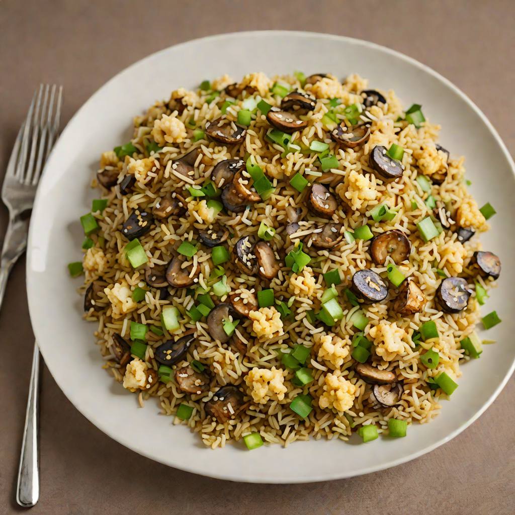 Stir-Fried Cauliflower Rice with Ginger, Mushrooms, and Scallions