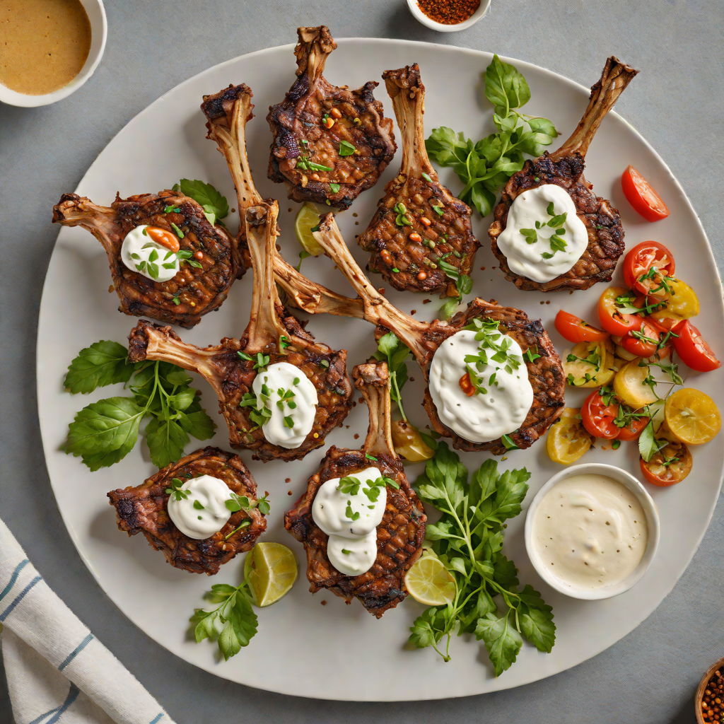 Roasted Berbere-Spiced Lamb Chops with Garlic Yogurt Sauce
