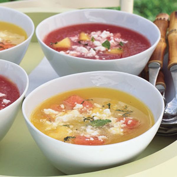 Watermelon and Green Apple Chilled Soup with Mint