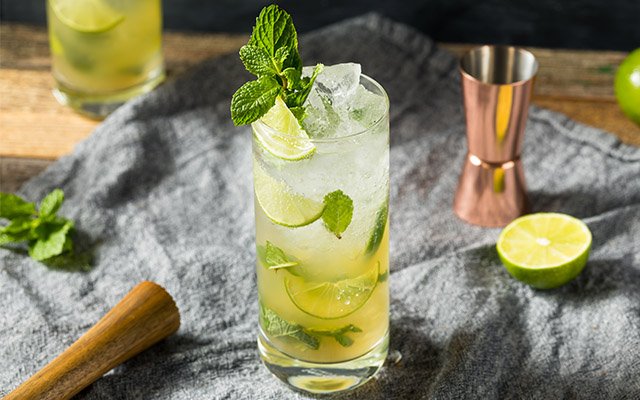 Charred Lime and Mint Tiki Mojito with Spiced Rum
