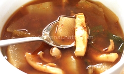 Squid Ink Miso Soup with White Squid Broth