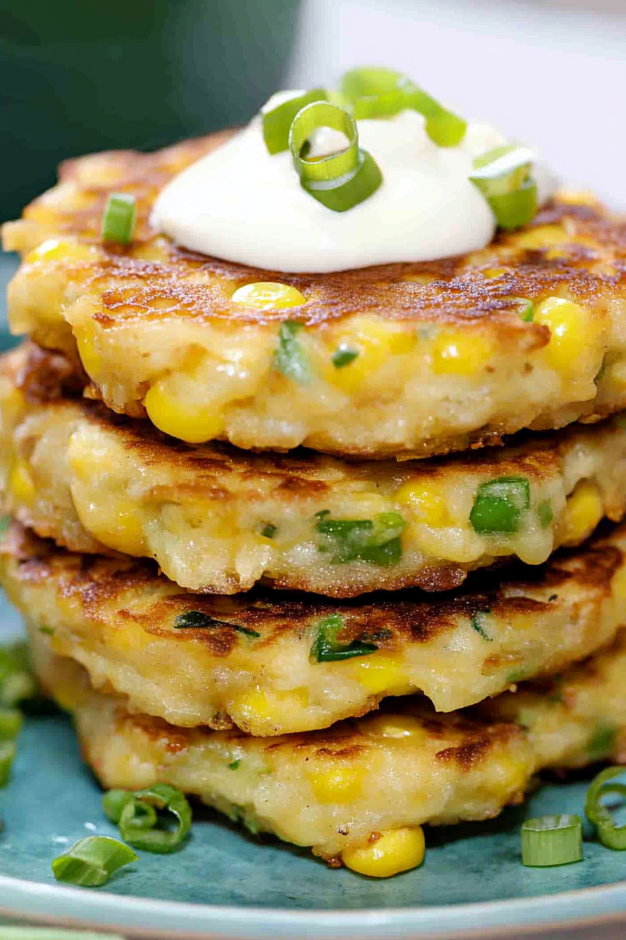 Pan-Fried Sweetcorn Fritters with Spring Onion and Chilli