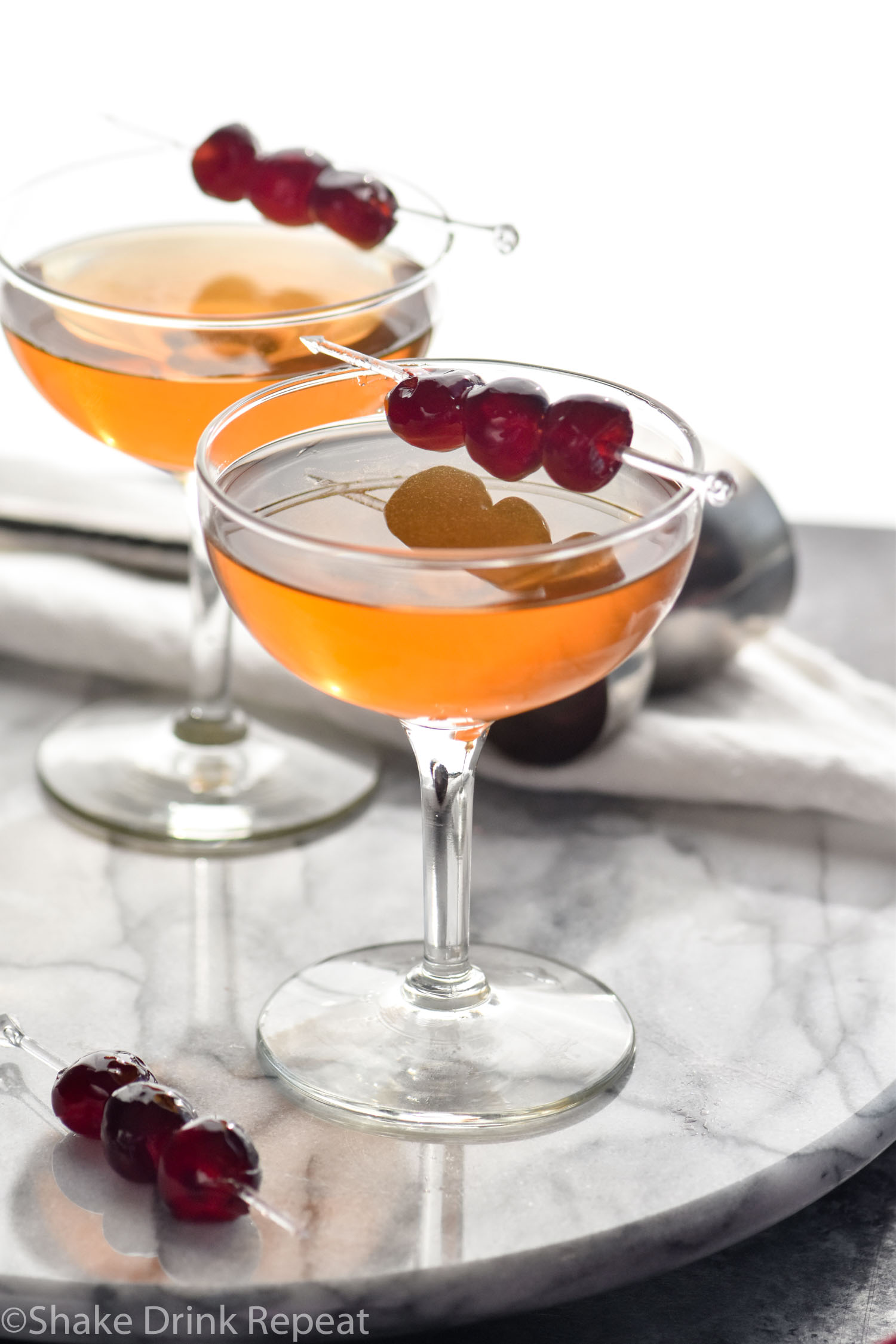 Shaken Spiced Manhattan with Cherry Bark