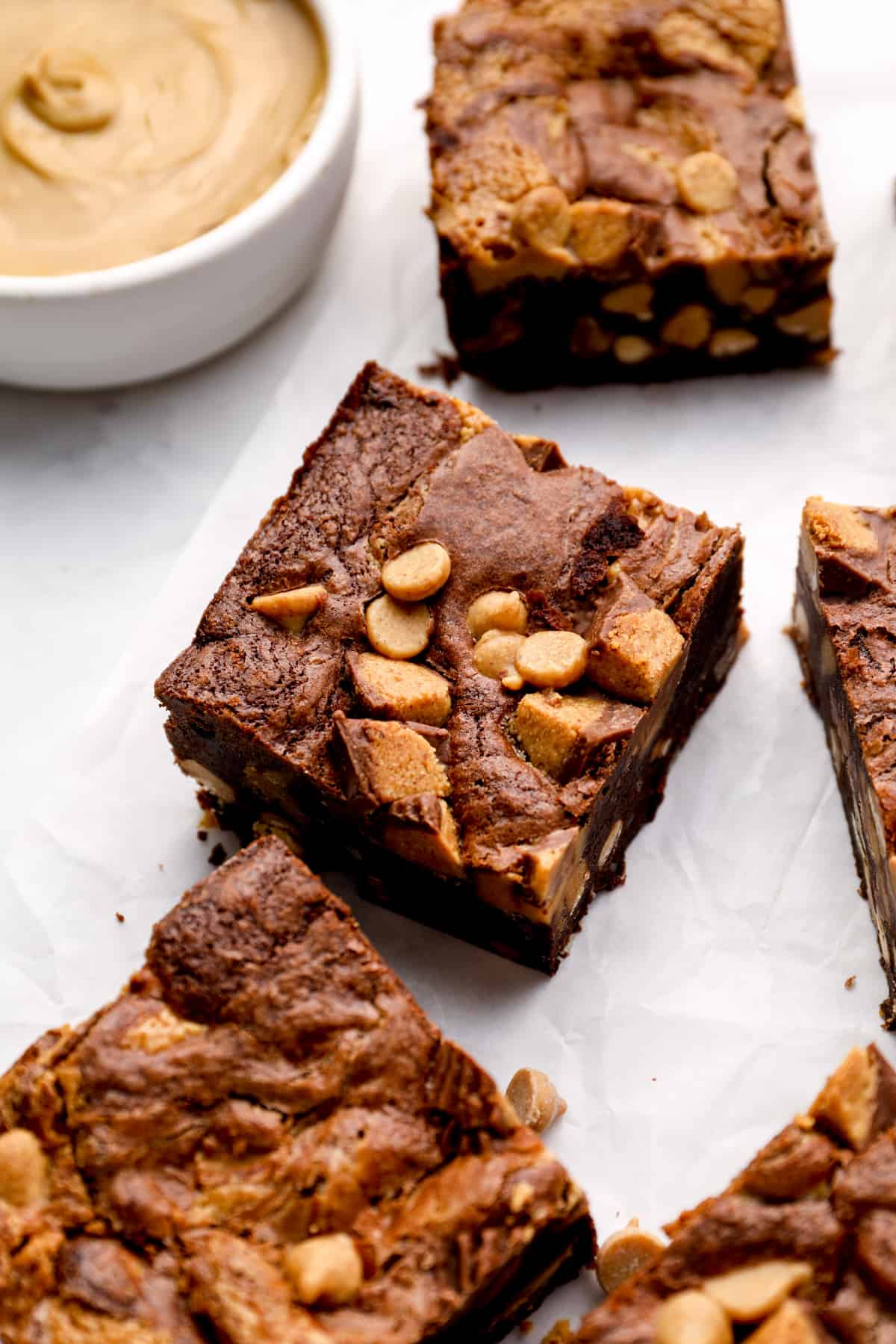 One-Bowl Peanut Butter Brownies with Chocolate Chips