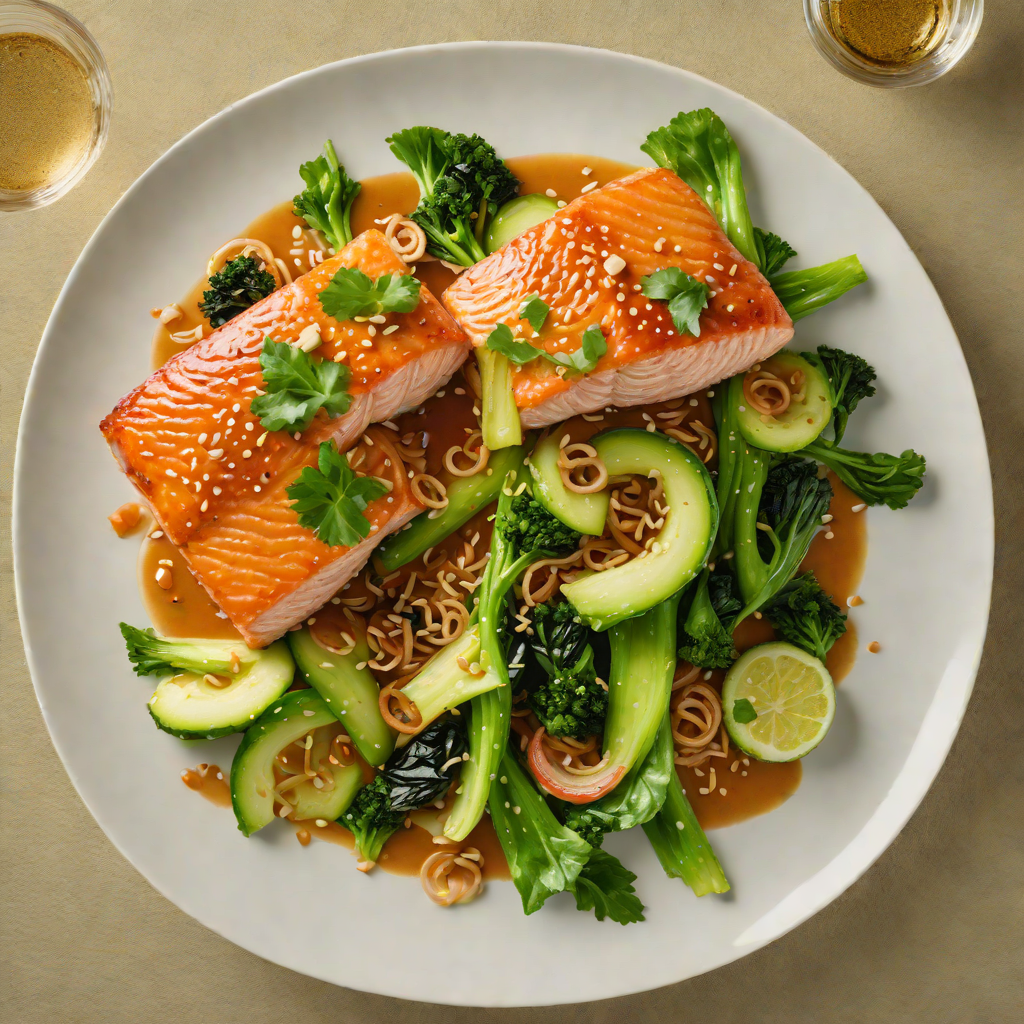 Pan-Seared Salmon with Miso Glaze and Ginger-Sesame Bok Choy