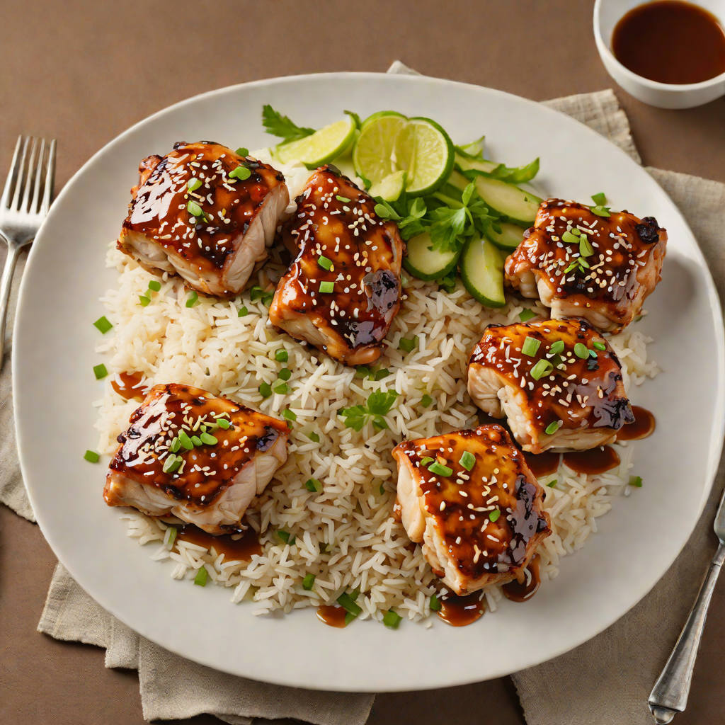 Pan-Seared Chicken Thighs with Honey-Soy Glaze and Sesame Rice