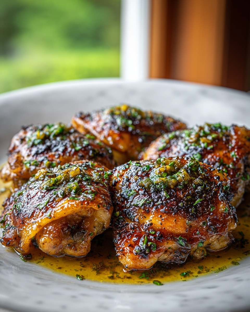 Crispy Garlic-Herb Chicken Thighs with Lemon-Dijon Glaze