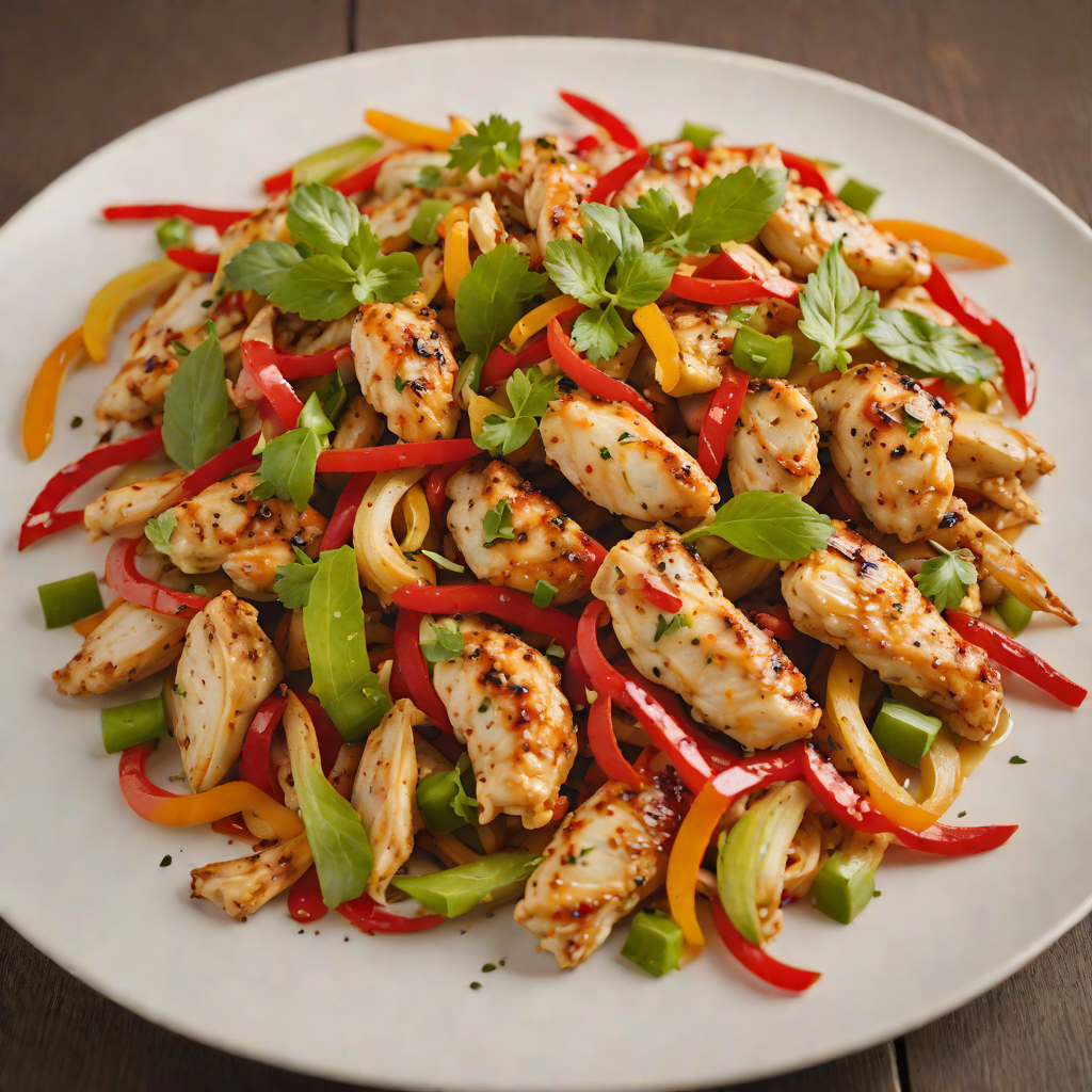 Sautéed Chicken with Garlic and Bell Pepper Strips