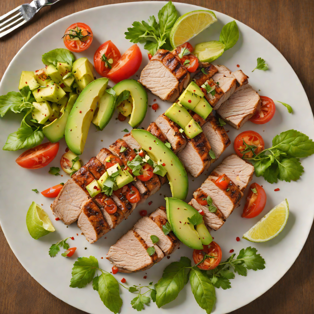 Grilled Citrus-Marinated Pork Tenderloin with Avocado Tomato Salad