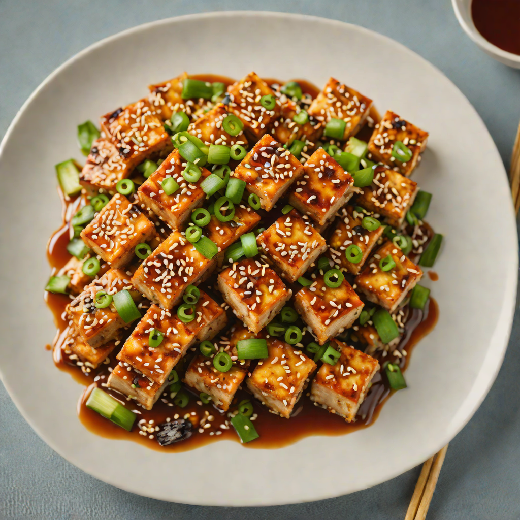 Baked Spicy Korean Tofu with Sesame and Scallions