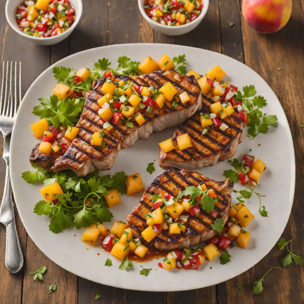 Whiskey-Glazed Grilled Pork Chops with Texas Peach Salsa